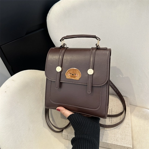 Mini Zaino Da Donna In Pelle PU Ricamo Di Cane Piccola Borsa A Mano Tracolla Convertibile Stile Coreano Vintage