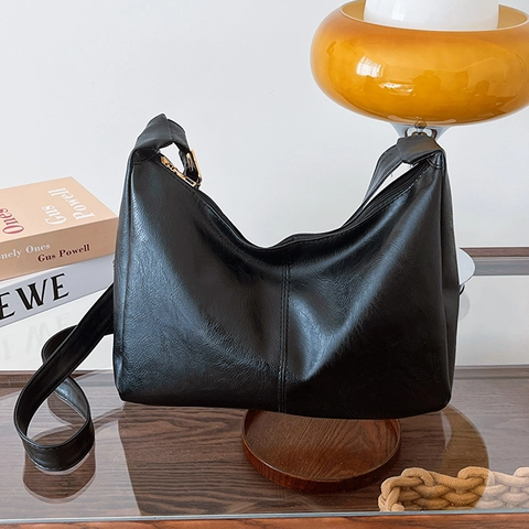 Große Kapazität Hobo Schultertasche Für Damen Vintage PU Leder Achseltasche Pendler Messenger Bag Mit Verstellbarem Riemen