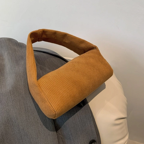 Damen Vintage Cord Handtasche Gestreift Unterarmtasche Reißverschluss Klein Kapselform Lässig Alltag Reise Mode Tasche Zubehör