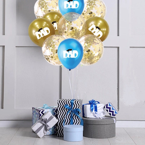 Father's Day Latex Balloons Metallic Gold Blue DAD Alphabet Mustache Print Confetti Clear Balloons For Party Celebration Father Gift