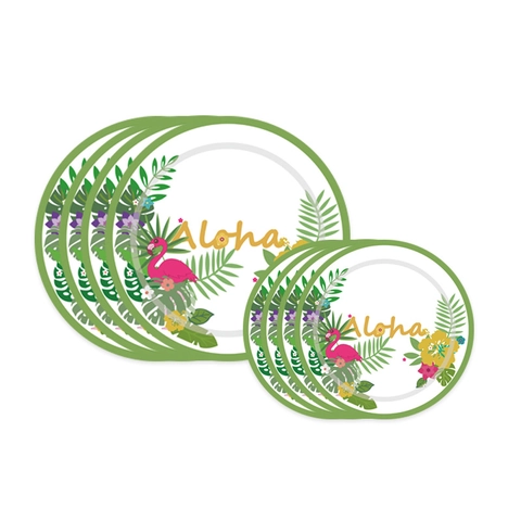 Stoviglie Usa E Getta Per Feste Carta Hawaii Luau Tropicale Fenicottero Foglia Di Palma Stampa Aloha Compleanno Estate