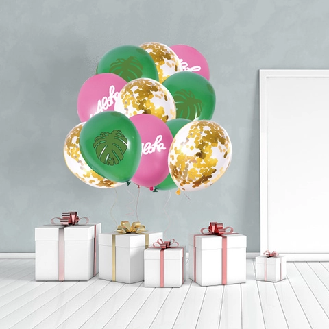 Hawaii Theme Birthday Party Balloon Set Tropical Pineapple Monstera Leaf Confetti Latex Balloons Summer Party Decor