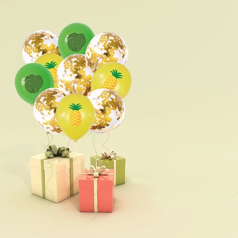 Hawaii Theme Birthday Party Balloon Set Tropical Pineapple Monstera Leaf Confetti Latex Balloons Summer Party Decor