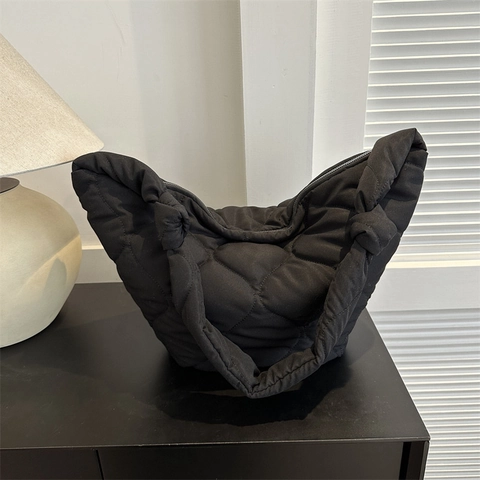 Borsa a Tracolla Trapuntata Capiente da Donna Con Manico Annodato Borsa Tote Casual Urban Minimalist