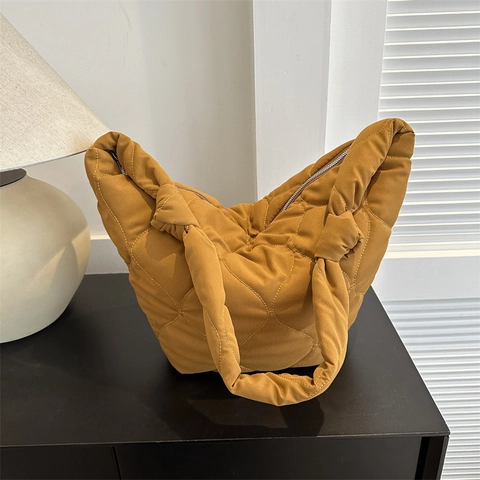 Borsa a Tracolla Trapuntata Capiente da Donna Con Manico Annodato Borsa Tote Casual Urban Minimalist