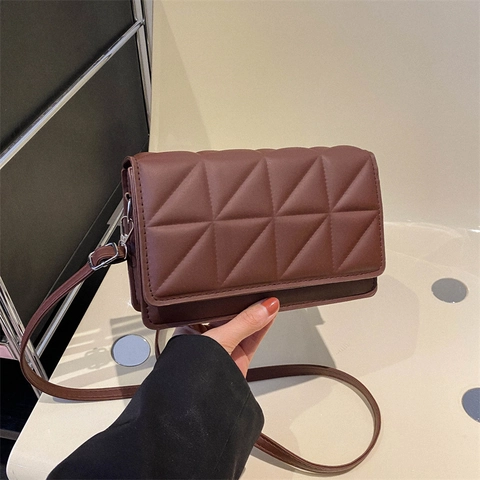 Sac À Bandoulière Matelassé Pour Femmes En Cuir PU Géométrique Petit Sac Carré Bandoulière Réglable