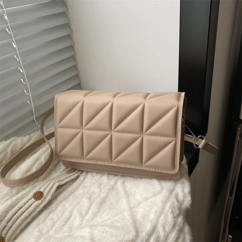 Sac À Bandoulière Matelassé Pour Femmes En Cuir PU Géométrique Petit Sac Carré Bandoulière Réglable