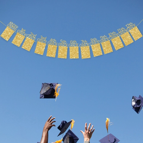 Glitzer Abschlussfoto Banner Kindergarten Bis 12 Klasse Wachstumsrekord Fotorahmen Banner Für Abschlussfeier Dekoration
