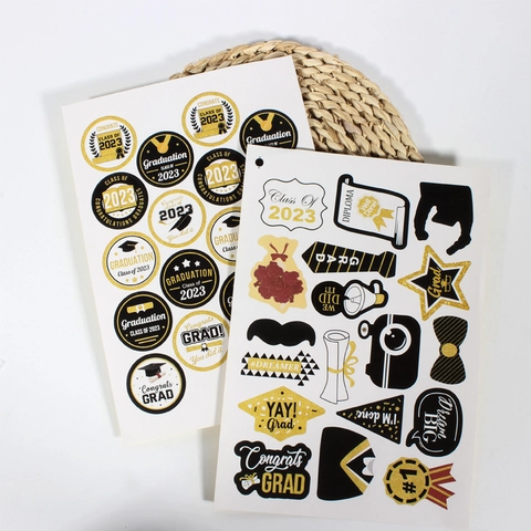 Adesivi Celebrazione Laurea Nero Oro Glitter Congratulazioni Etichetta Decorativa Per Busta Scrapbook Festa Di Laurea