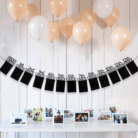 Abschluss Foto Banner Kindergarten Bis 12 Klasse Glitzer Papier Bilder Girlande Schule Wachstum Party Deko