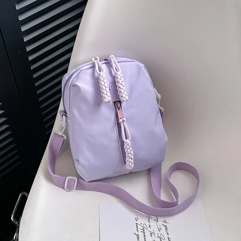 Bolso Bandolera Casual de Nailon para Mujer Bolso de Hombro Cuadrado Pequeño Con Correa Ajustable Color Sólido Mini Bolso de Viaje
