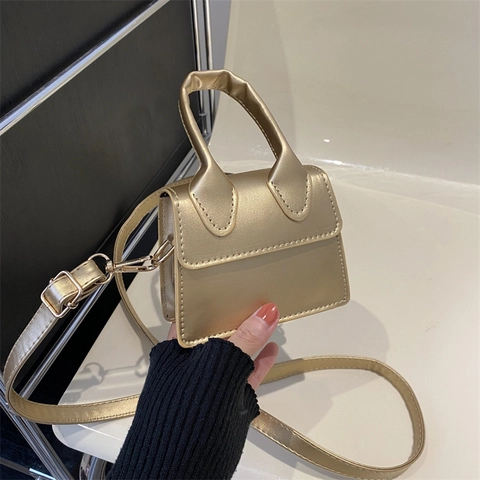 Mini Borsa a Tracolla Minimalista da Donna in Pelle PU Tinta Unita Manico Superiore Piccola Borsa a Spalla Quadrata Estate