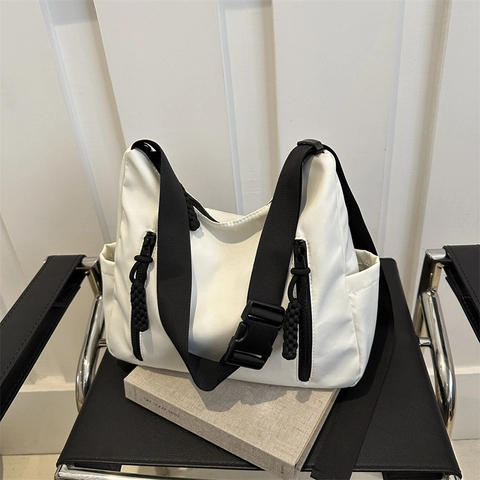 Große Nylon Tragetasche Für Damen Casual Multi-Pocket Umhängetasche Urban Minimalistisch Crossbody Bag Wasserdichte Pendler Tasche