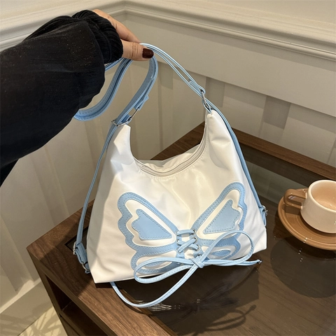 Sac Fourre-tout Papillon Mode pour Femmes en Cuir PU Sac Sous le Bras Sweet Cool Bandoulière Réglable Polyvalent