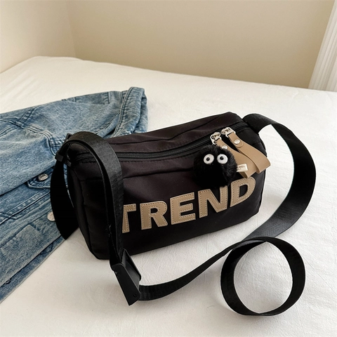 Women Oxford Cloth Crossbody Bag Fashion TREND Letter Print Urban Casual Messenger Bag Simple Zipper Shoulder Bag For Travel Daily Life