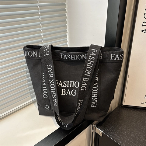Borsa Tote da Donna in Tela di Moda Grande Capacità Stampa di Lettere Borsa a Tracolla per lo Shopping Quotidiano Borsa Elegante