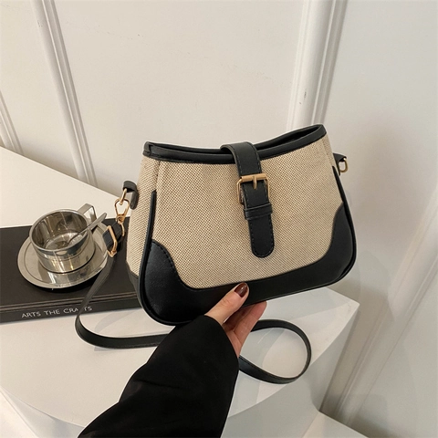 Borsa a Tracolla da Donna in Tela Patchwork Pelle PU Vintage Borsa Crossbody Piccola Quadrata Con Tracolla Regolabile Borsa a Mano