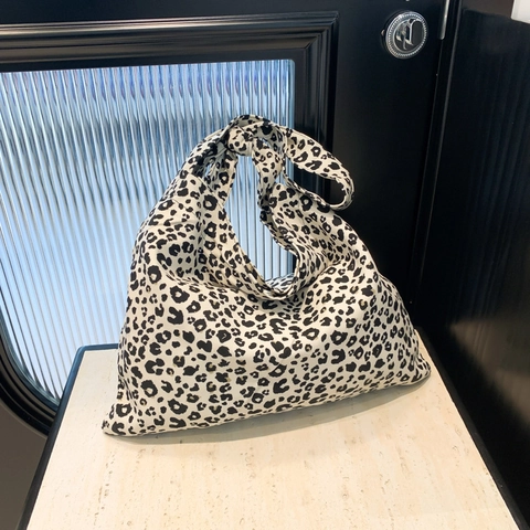 Große Kapazität Leinwand Tote Bag Leopardenmuster Blumen Casual Hobo Umhängetasche Für Damen Mode Shopper Reisetasche