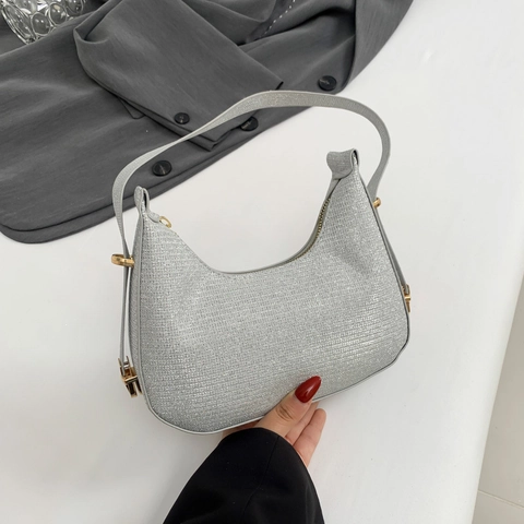 Borsa a Tracolla da Donna con Paillettes Scintillanti Intrecciata in Pelle PU Borsa Sottoascellare alla Moda Hobo per Feste