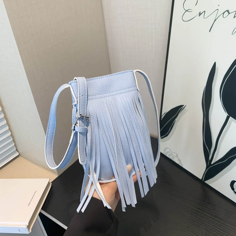 Dames Mini Kwastje Crossbody Tas PU Leer Franje Telefoontas Bohemian Kleine Schoudertas Dagelijks Casual Effen Kleur Handtas