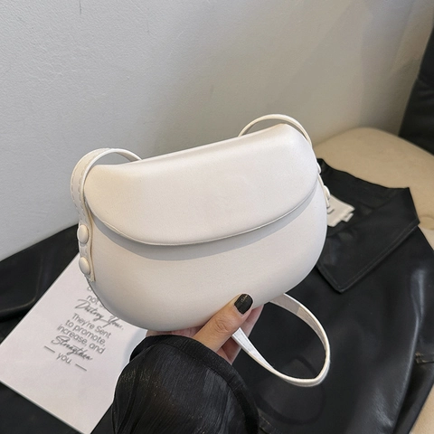 Sac Bandoulière Minimaliste pour Femme en Cuir PU Simple Urbain Rétro Sacoche Selle Avec Fermoir Magnétique pour Navettage Quotidien