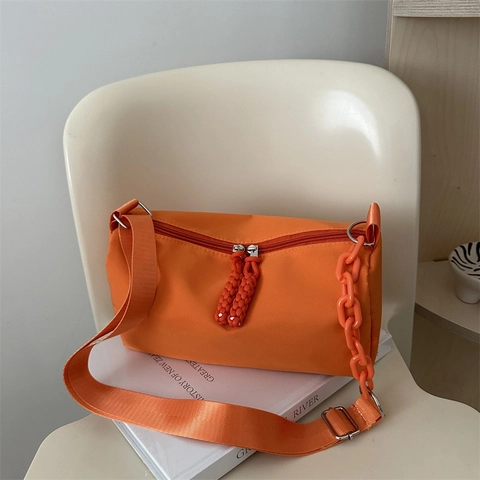 Women's Oxford Fabric Crossbody Bag Versatile INS Style Minimalist Pillow Shoulder Bag With Chain Strap Daily Casual