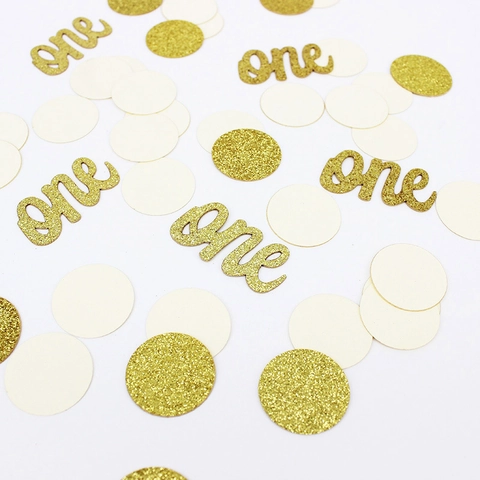 Glitter Paper Confetti One Number 1 Shapes Stars Hearts Circles Table Scatter For Baby 1st Birthday Party Decoration