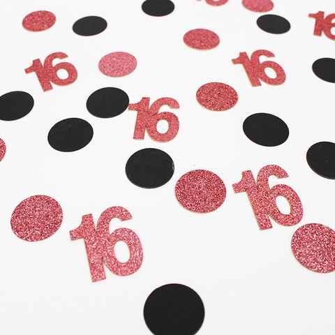 Roségoud Zwart Verjaardagsfeestje Confetti Cijfers 16 21 30 40 50 60 Ronde Pailletten Bruiloft Jubileum Tafeldecoratie Feestartikelen