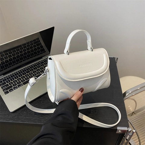 Modische PU Leder Kleine Quadratische Umhängetasche Für Damen Einfarbige Handtasche Mit Griff Und Verstellbarem Schultergurt
