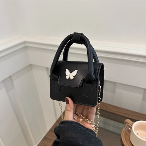 Dames Ballet Stijl Vlinder Kleine Vierkante Handtas Luxe Ketting Schoudertas PU Leer Mini Portemonnee