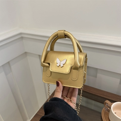 Dames Ballet Stijl Vlinder Kleine Vierkante Handtas Luxe Ketting Schoudertas PU Leer Mini Portemonnee