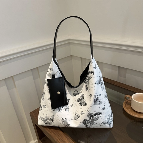 Borsa Tote Farfalla Donna Grande Capacità Pelle PU Borsa A Spalla Con Mini Astuccio Appeso Borsa Sottobraccio Casual Per Viaggio Quotidiano
