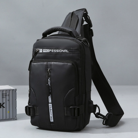 Marsupio da Petto Tattico da Uomo in Oxford Impermeabile Con Porta di Ricarica USB Borsa a Tracolla Multifunzionale Casual da Esterno