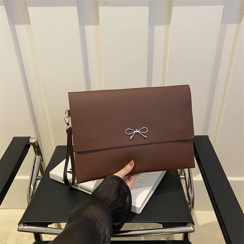 Women Envelope Clutch Bag PU Leather Bowtie Buckle Wristlet Handbag Casual Daily Party Wedding Evening Fashion Bag