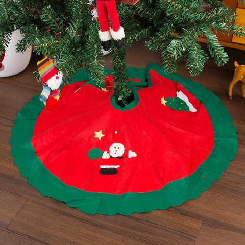 Gonna per Albero di Natale Rossa con Bordo Festonato Babbo Natale Pupazzo di Neve Applique Tappetino in Feltro Decorazione Casa Festa