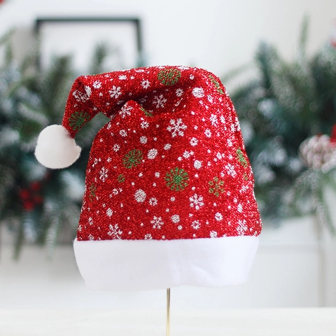 Schneeflocke Weihnachtsmütze Pailletten Gebürsteter Stoff Xmas Nikolausmütze Für Weihnachtsfeier Dekoration Rot Gold Blau Festlicher Hut