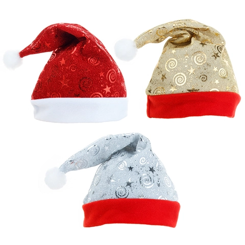 Weihnachtsmütze Mit Netzgewebe Stern Spirale Muster Pailletten Plüsch Rand Weihnachtsmann Mütze Für Feiertag Party Dekoration