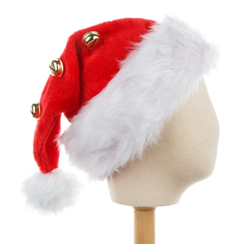 Long Plush Christmas Hat With Metal Bells Festive Santa Claus Hat For Christmas Holiday Party Adults Children