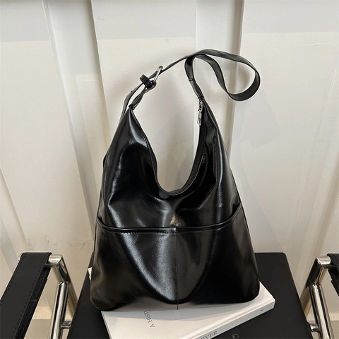 Bolso Tote de Cuero PU de Moda para Mujer Gran Capacidad Bolso de Hombro Debajo del Brazo Minimalista Conmutación Bolso Hobo Con Correa Ajustable