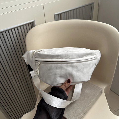 Sac Banane Femme Grille de Gaufre Sac de Poitrine Léger en Nylon Sacoche Décontractée Sportive Urbaine Minimaliste Voyage