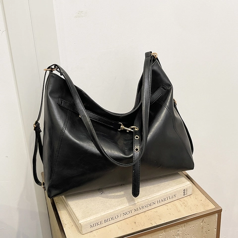 Borsa Tote in Pelle PU di Grande Capacità Vintage per Donna Borsa a Tracolla Hobo Minimalista per Pendolarismo Quotidiano Ufficio