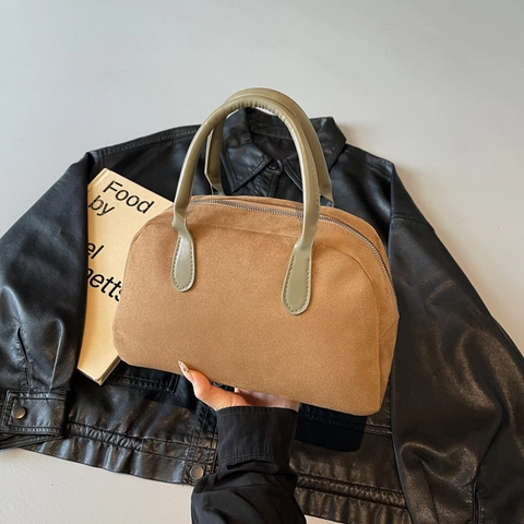 Sac à Main Boston Vintage en Velours Côtelé Texture Daim Givré Mode Patchwork Grande Capacité Sac Cabas Bowling Pour Femmes