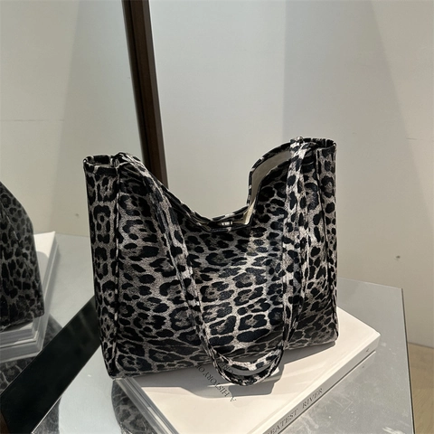 Borsa Tote con Stampa Leopardata in Pelle PU Grande Capacità Borsa a Spalla Moda Casual Borsa a Mano per Donna Lavoro Quotidiano