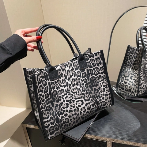 Vintage Leopardenmuster PU Leder Tragetasche Mode Große Kapazität Damen Schultertasche Urban Einfach Pendeln Umhängetasche