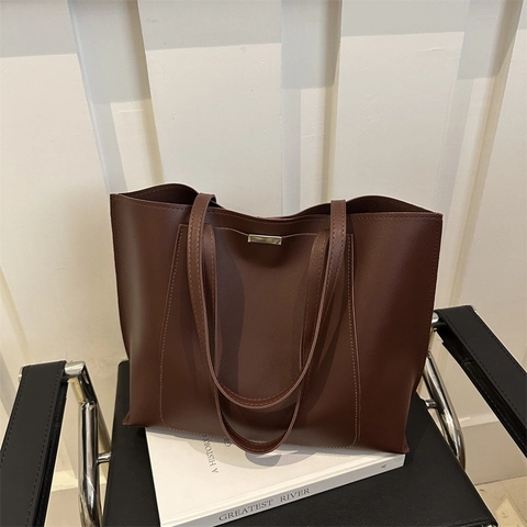Bolso de Mano de Cuero PU para Mujer Gran Capacidad Minimalista Bolso de Hombro Para Oficina Uso Diario Casual Elegante