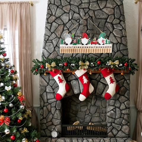 Kerst Houten Adventskalender Ophangbord Kabouter Boom Aftelkalender Met Clips Feestdagen Thuis Wand Deur Decoratie