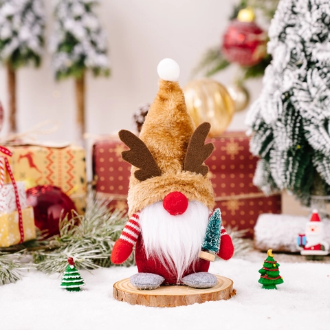 Decoraciones Gnomos de Felpa de Navidad Muñeca sin Rostro Papá Noel Reno Muñeco de Nieve Adornos para Fiesta