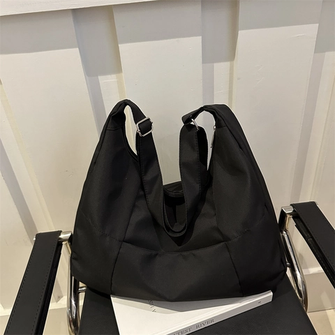 Bolso Tote de Nylon de Gran Capacidad para Mujer Informal Color Sólido Bolso de Hombro Con Correa Ajustable Bolso Diario