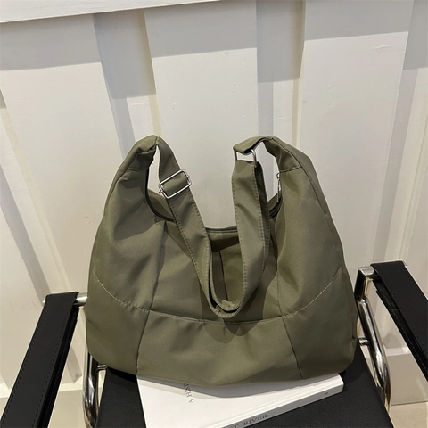 Bolso Tote de Nylon de Gran Capacidad para Mujer Informal Color Sólido Bolso de Hombro Con Correa Ajustable Bolso Diario