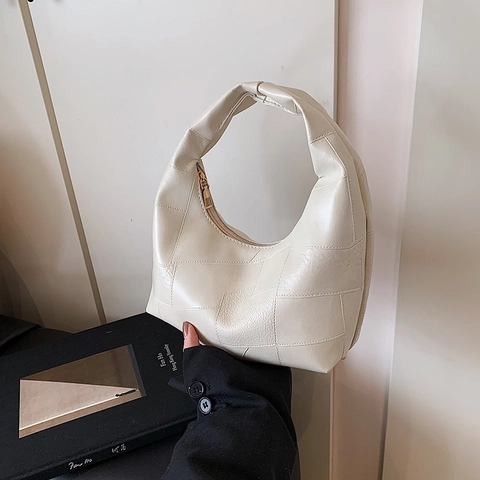 Borsa Hobo Da Donna In Ecopelle Retrò Con Cuciture Patchwork Borsa A Mano Sottobraccio Con Chiusura A Cerniera